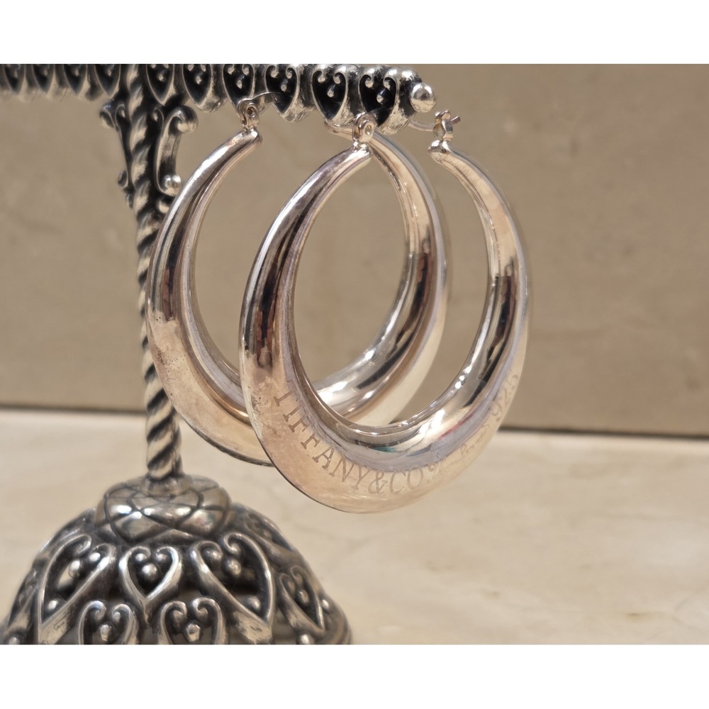 Vintage Tiffany & Co Elsa Peretti 50mm Puffy Hoop Earrings Rare - Picture 5 of 7